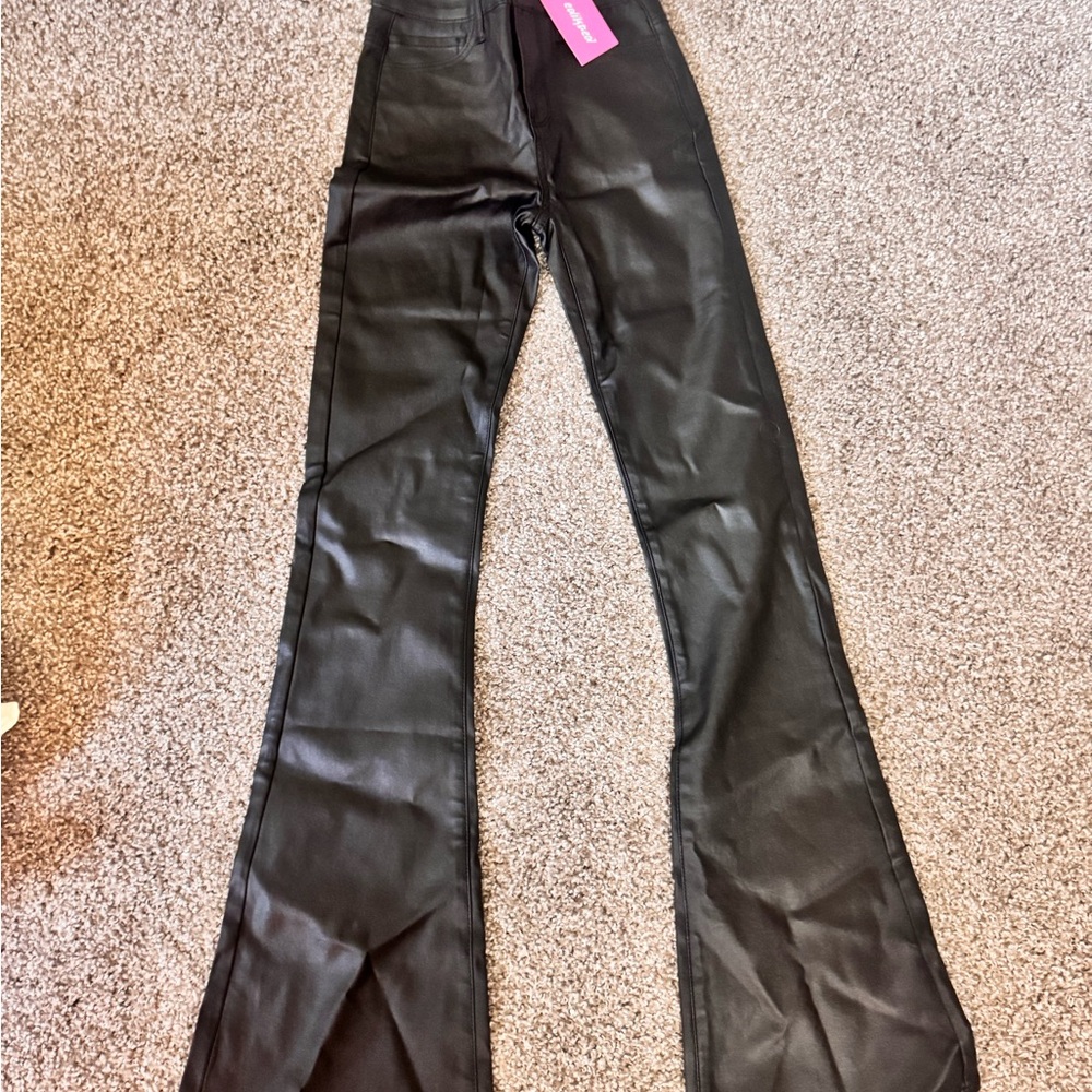 Edited Black Leather Flared Pants